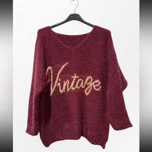 ShopEvelynne Burgundy V-Neck Sweater